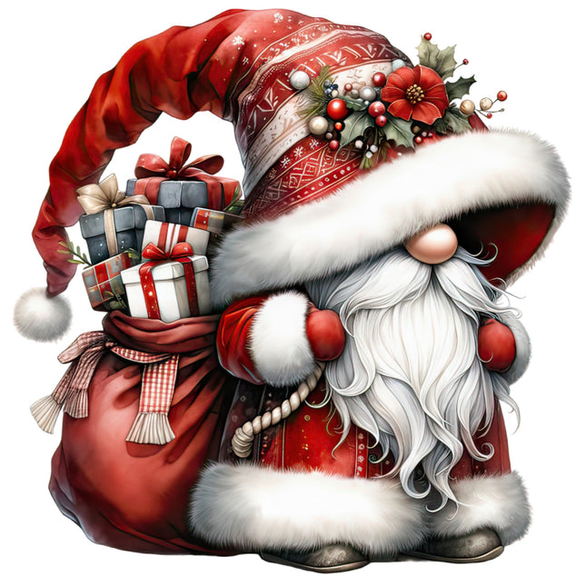 Santa gnome fabric panel