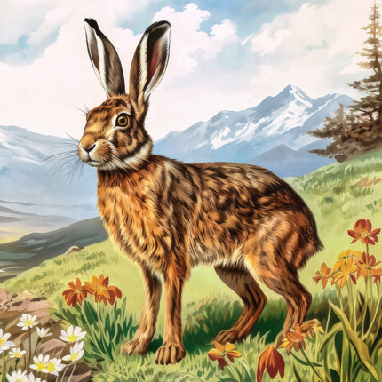 A digitally printed 100% cotton fabric panel of a hare