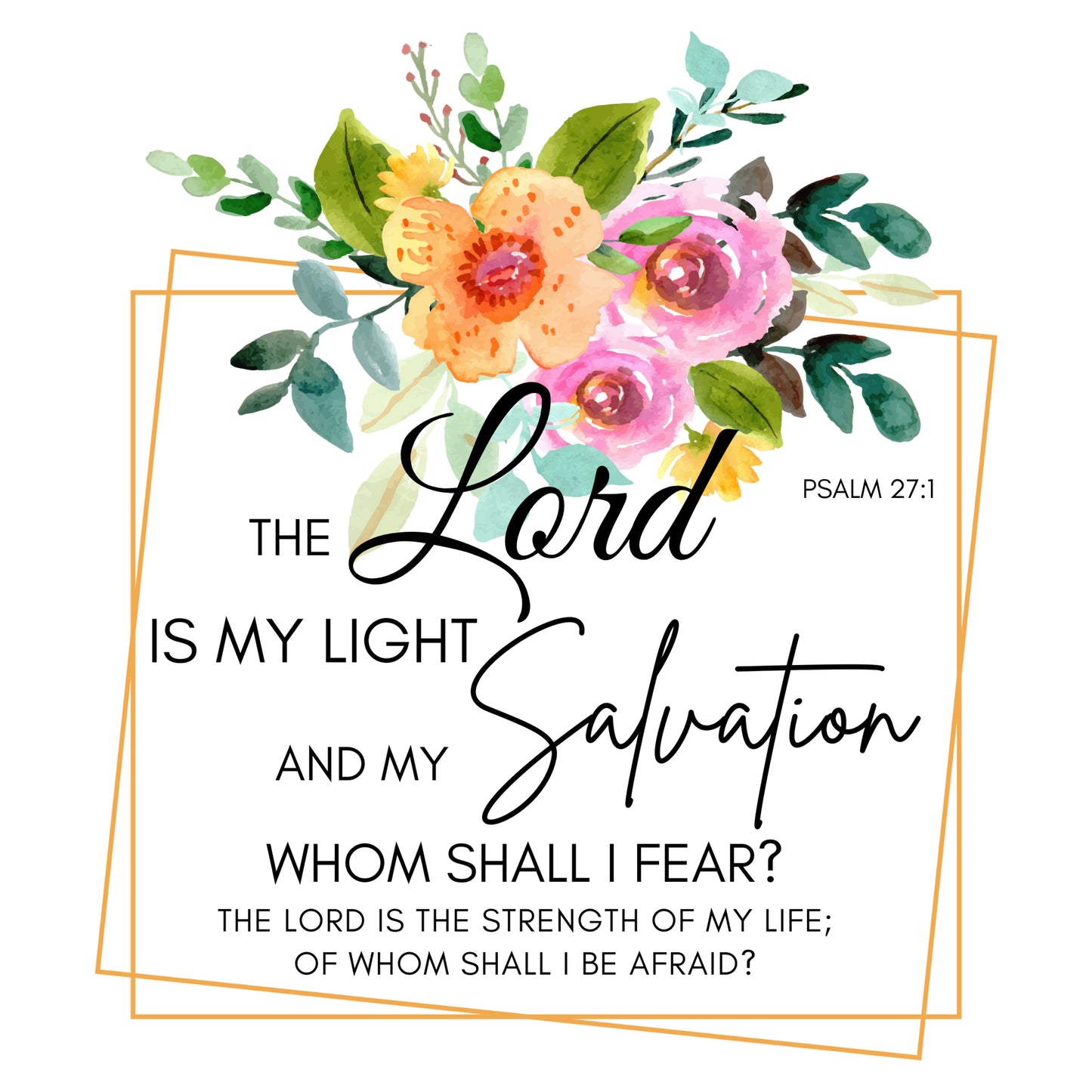 Psalm 27:1 Scripture 100% Cotton Fabric Panel Block | Quilting Sewing Square ET780