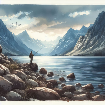 Fishing on Lake 100% Cotton Fabric Panel Block M970