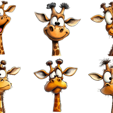 6 Piece 3"x3" Humor Giraffes 100% Cotton Fabric Panel Squares Quilting Blocks