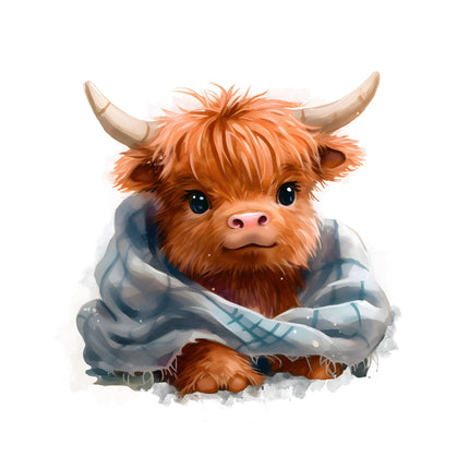 Baby Highland Cow 100% Cotton Fabric Panel Block Quilt Square  H331
