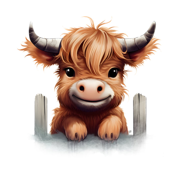 Baby Highland Cow 100% Cotton Fabric Panel Block H332