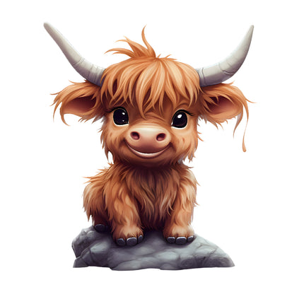 Baby Highland Cow 100% Cotton Fabric Panel Block Quilt Square H336