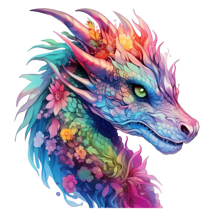 Colorful dragon quilt block