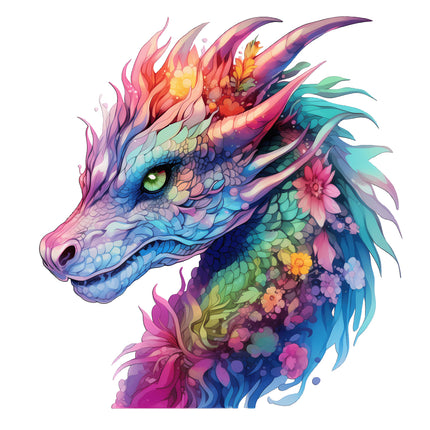 Colorful dragon fabric panel
