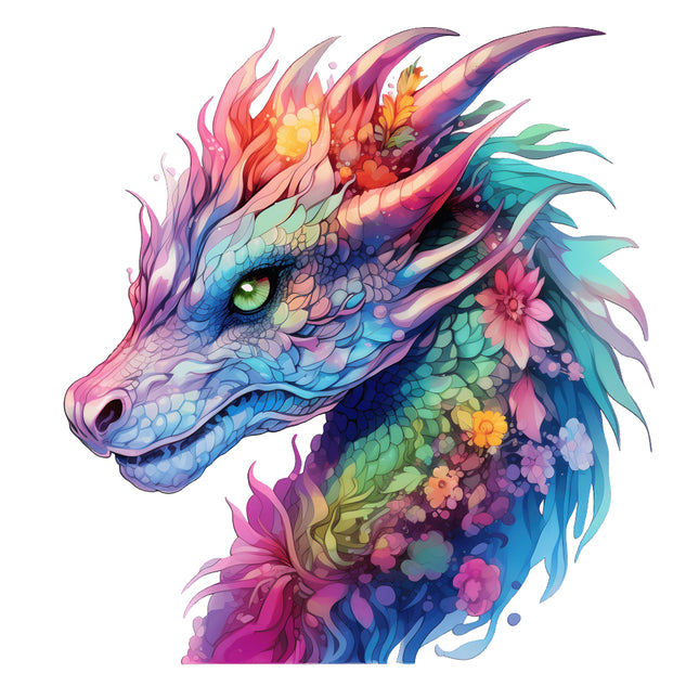 Colorful dragon fabric panel