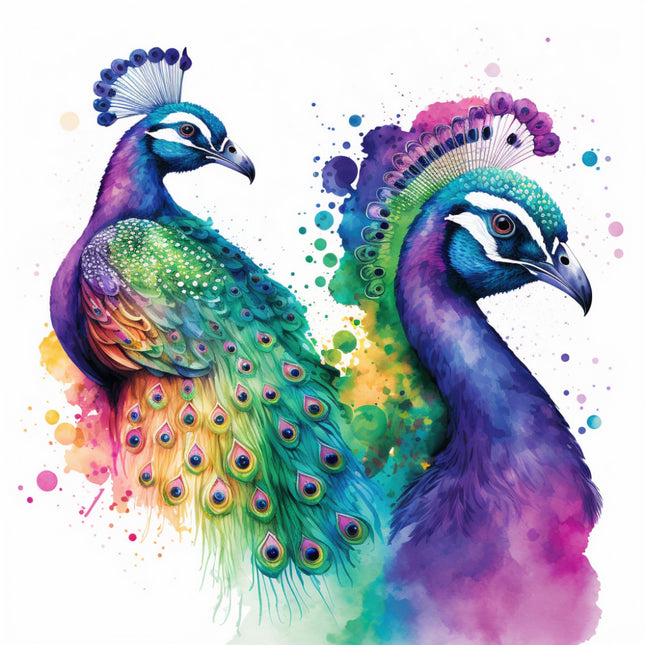 Colorful peacock quilt block