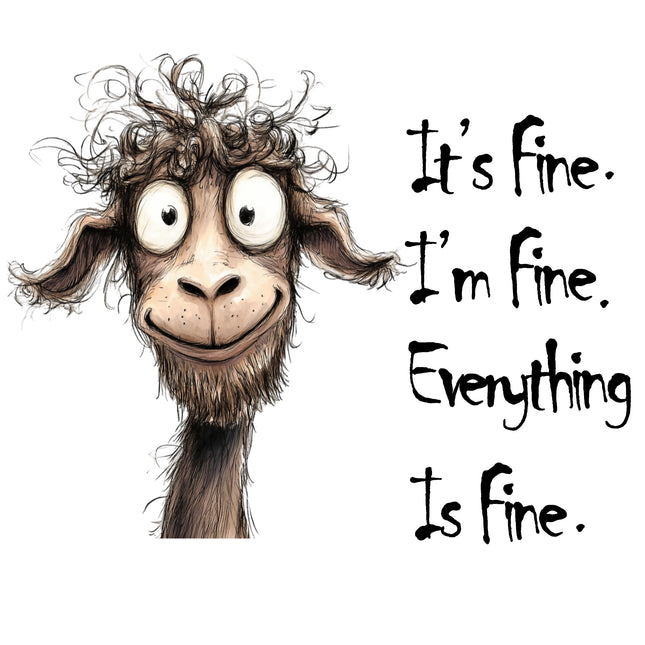 Humor Frazzled I'm Fine Everything's Fine 100% Cotton Fabric Panel Block IF2