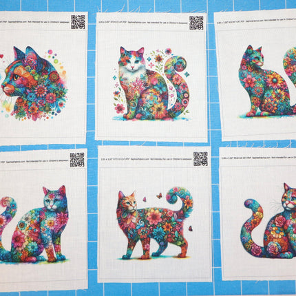 Colorful cat quilt blocks