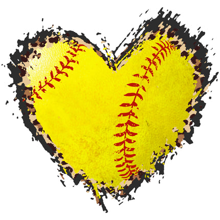 Yellow softball shaped heart quilt panel