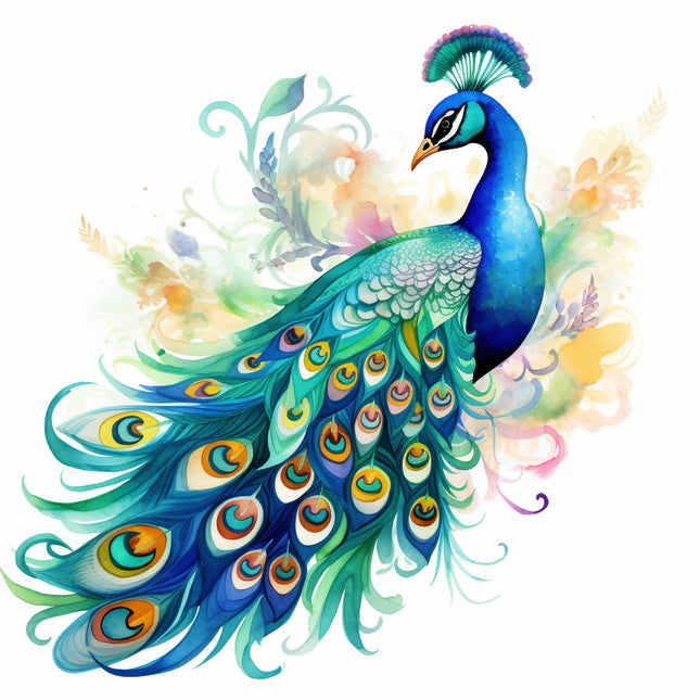 Colorful peacock quilt block