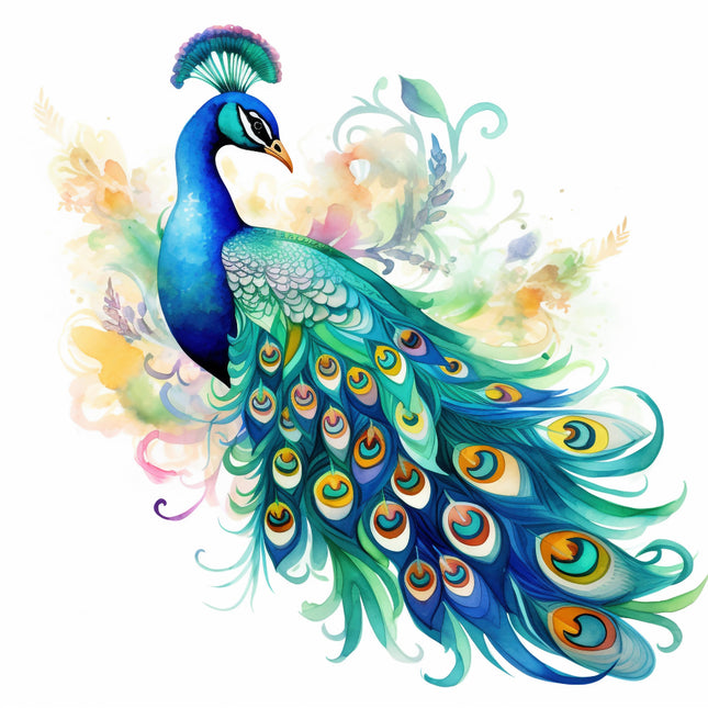 peacock fabric panel