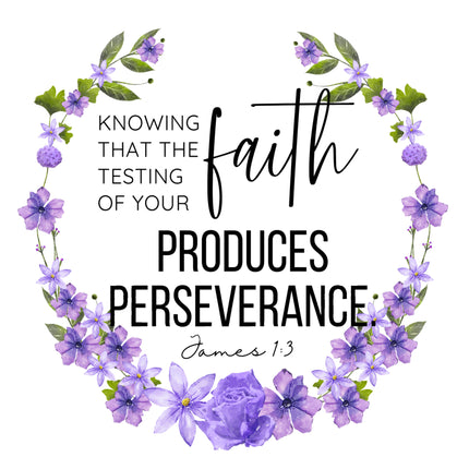 James 1:3 Bible Verse Scripture 100% Cotton Fabric Panel Block AC536