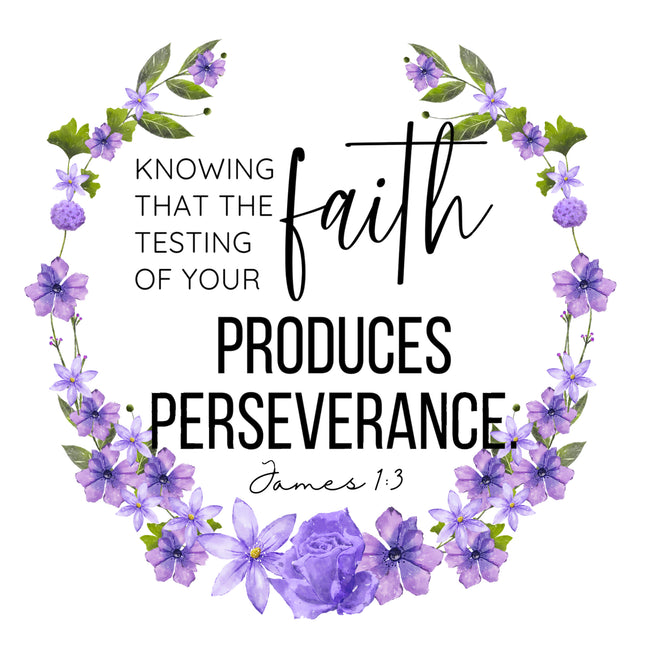 James 1:3 Bible Verse Scripture 100% Cotton Fabric Panel Block AC536