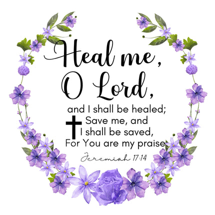 Jeremiah 17:14 Bible Verse Scripture 100% Cotton Fabric Panel Block AC534