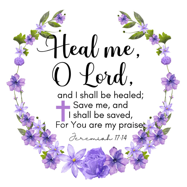 Jeremiah 17:14 Bible Verse Scripture 100% Cotton Fabric Panel Block AC532