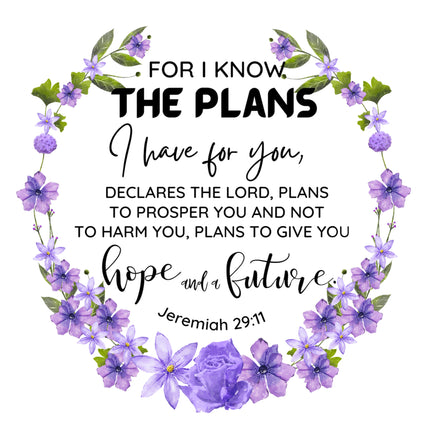 Jeremiah 29:11 Bible Verse Scripture 100% Cotton Fabric Panel Block AC533