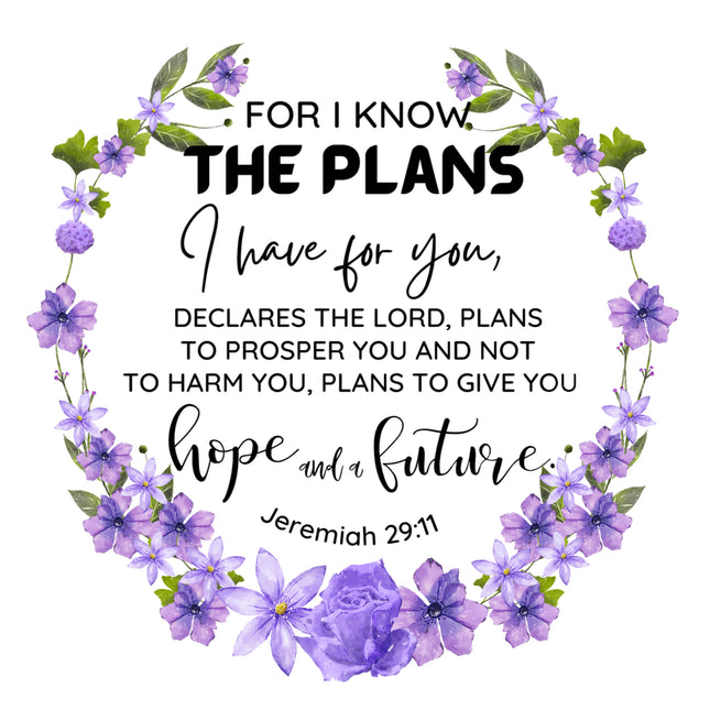 Jeremiah 29:11 Bible Verse Scripture 100% Cotton Fabric Panel Block AC533