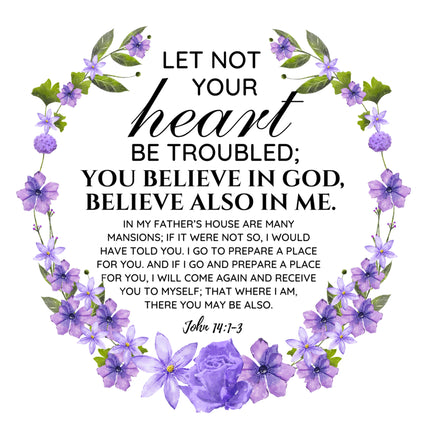 John 14:1-3 Bible Verse Scripture 100% Cotton Fabric Panel Block AC528