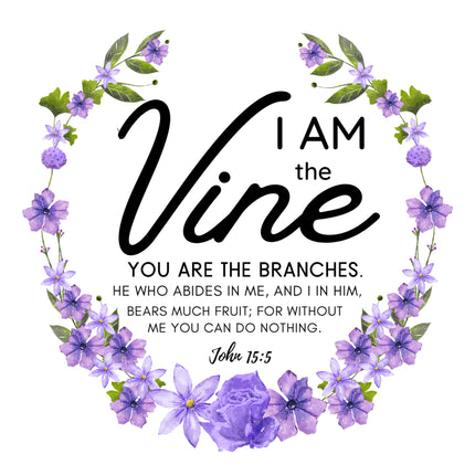 John 15:5 Bible Verse Scripture 100% Cotton Fabric Panel Block AC530