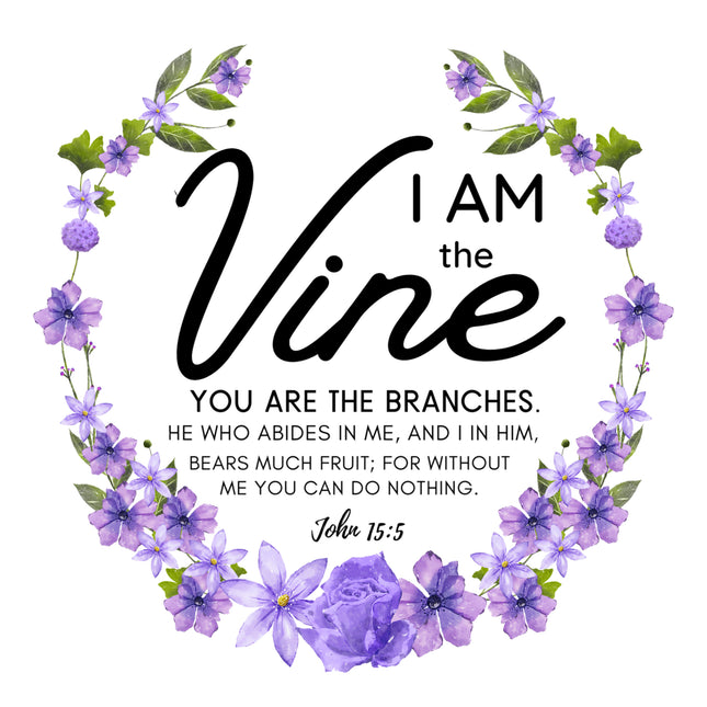 John 15:5 Bible Verse Scripture 100% Cotton Fabric Panel Block AC530