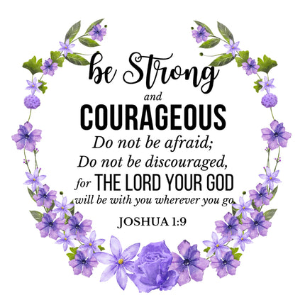Joshua 1:9 Bible Verse Scripture 100% Cotton Fabric Panel Block AC527