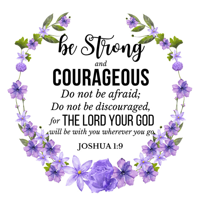 Joshua 1:9 Bible Verse Scripture 100% Cotton Fabric Panel Block AC527