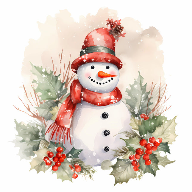 A digitally printed 100% cotton fabric panel featuring a snowman 
