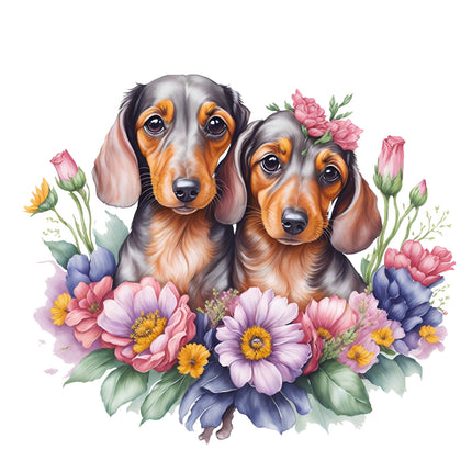 Dachshund Dogs 100% Cotton Fabric Panel Block L2461