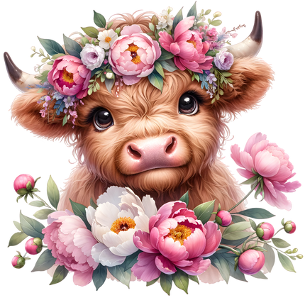 floral cow fabric panel