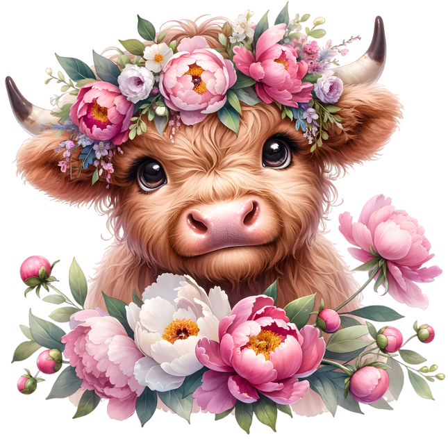 floral cow fabric panel