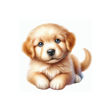 Golden Retriever Puppy 100% Cotton Fabric Panel Block L4007