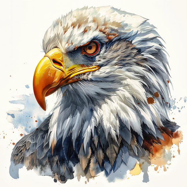 bald eagle with watercolor effects fabric panel