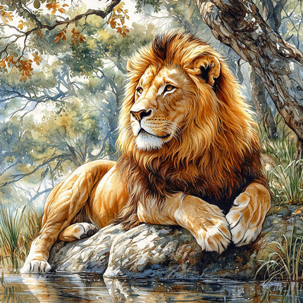 lion fabric panel