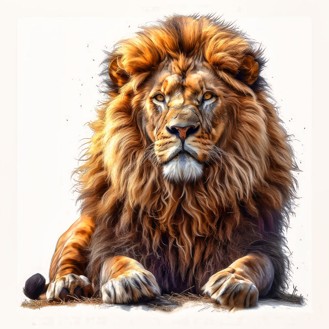 A digitally printed fabric panel featuring a majestic lion