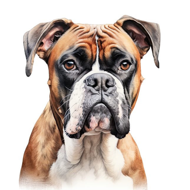 A fabric panel block featuring a digitally printed image of a Boxer dog.