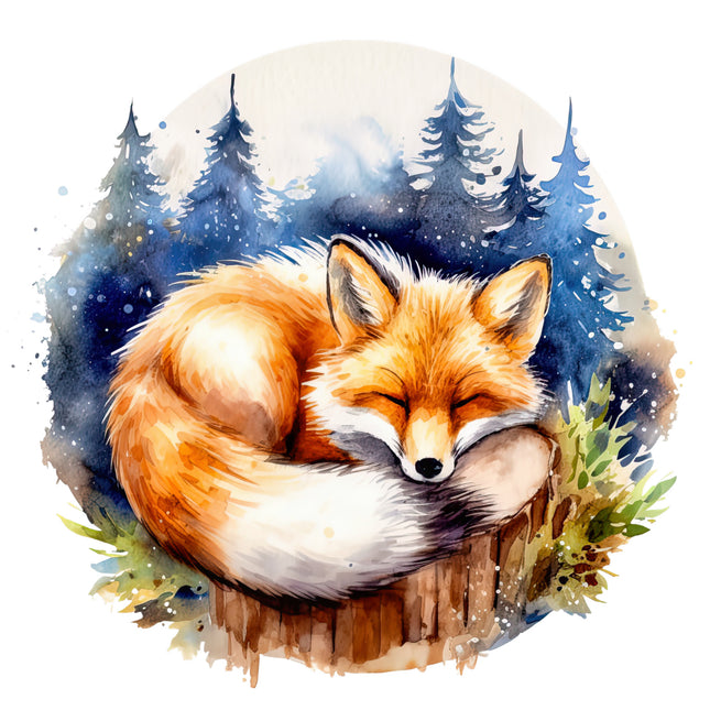 Sleeping fox fabric panel
