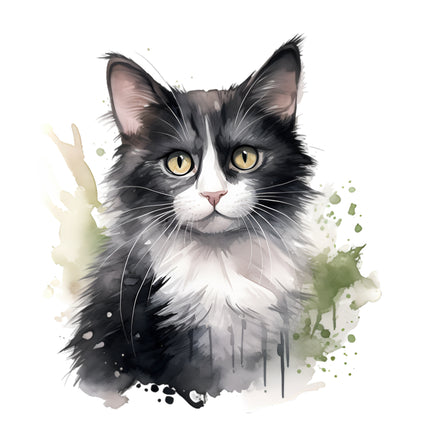 Tuxedo Cat 100% Cotton Fabric Panel Block L5897