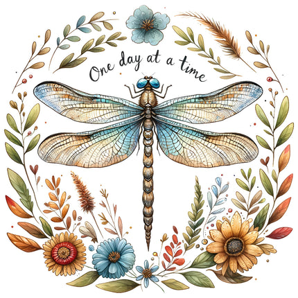 A fabric panel featuring a digitally printed dragonfly 