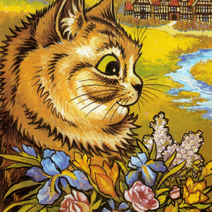 louis wain cat fabric panel