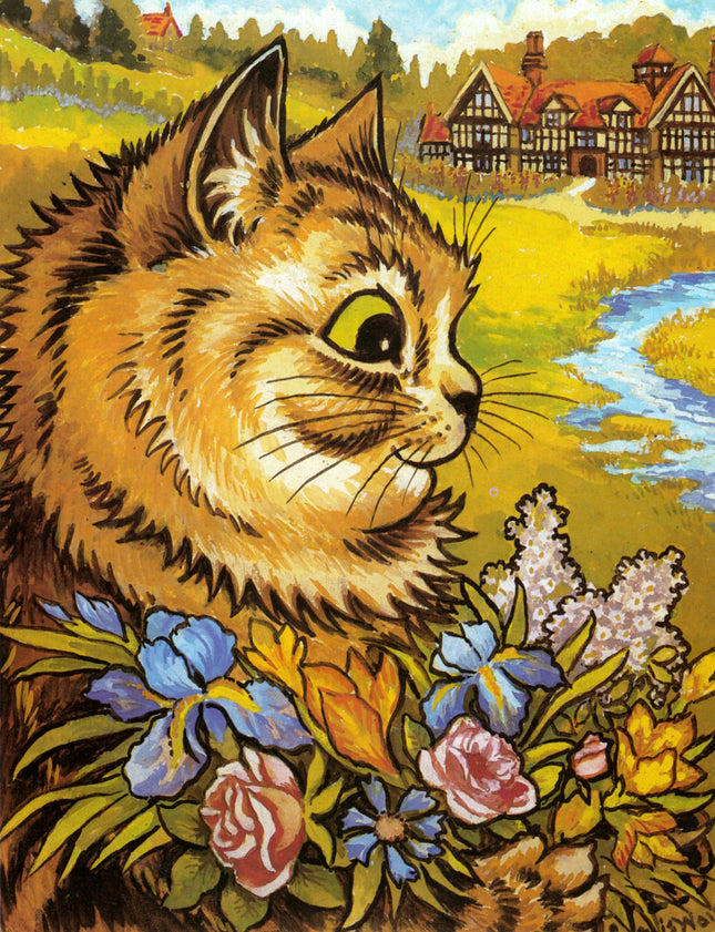 louis wain cat fabric panel