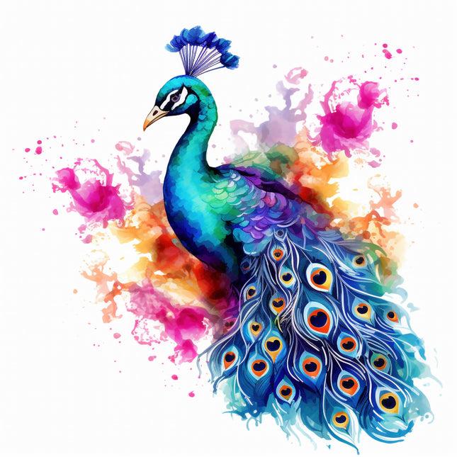 Colorful peacock quilt block