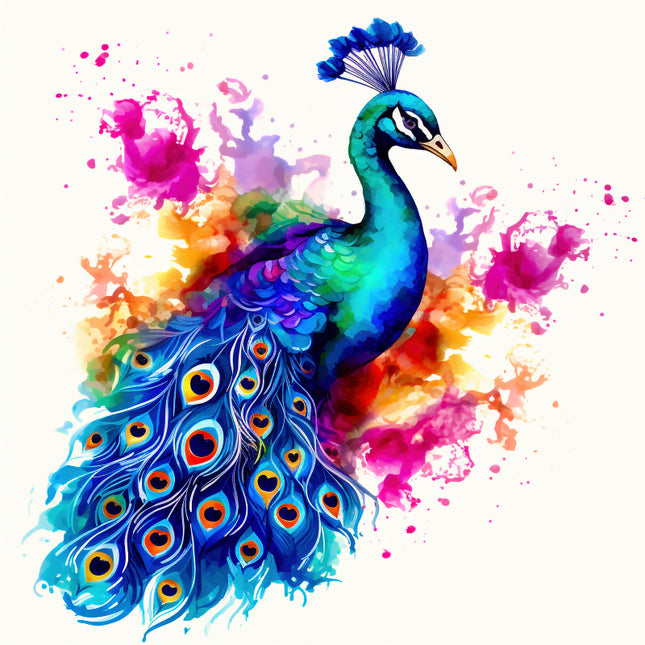 Colorful peacock fabric panel