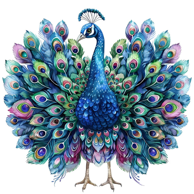Colorful peacock fabric block