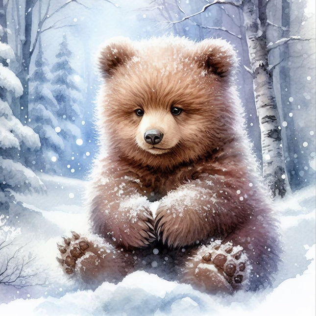 Winter Bear 100% Cotton Fabric Panel Block M2245