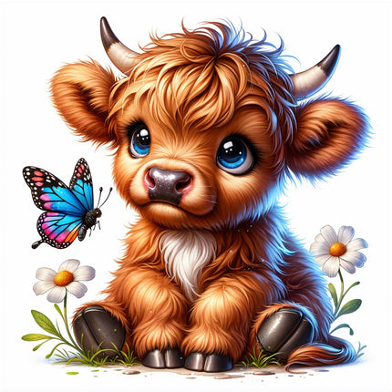 highland cow fabric panel