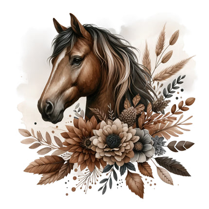 brown horse quilt panel