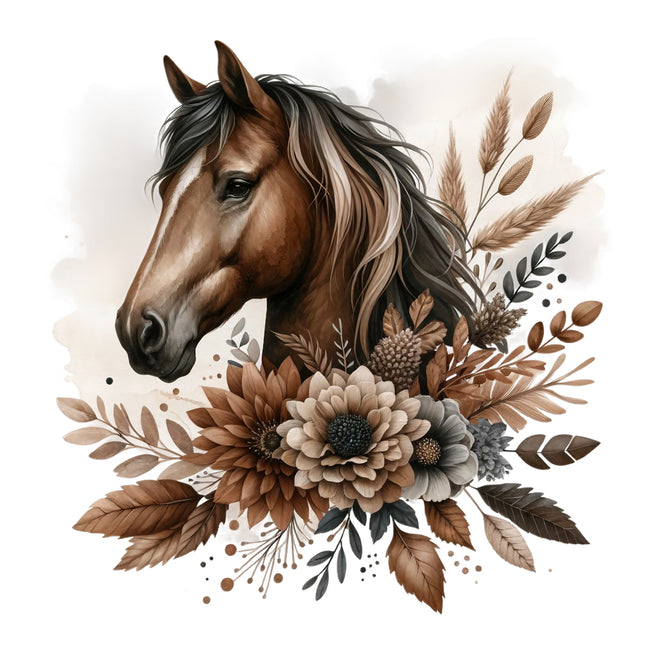 brown horse quilt panel