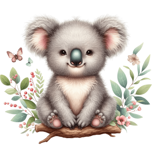 Koala Bear 100% Cotton Fabric Panel Block | Quilting Sewing Square M2438